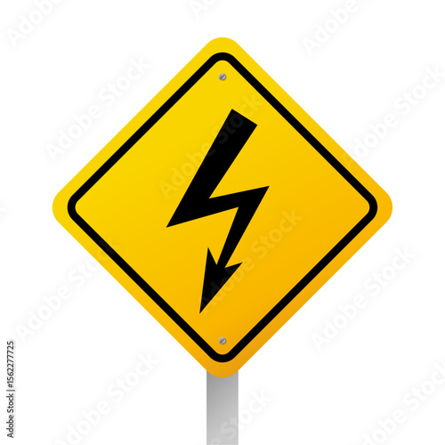 Electric shock warning triangle. Caution icon.