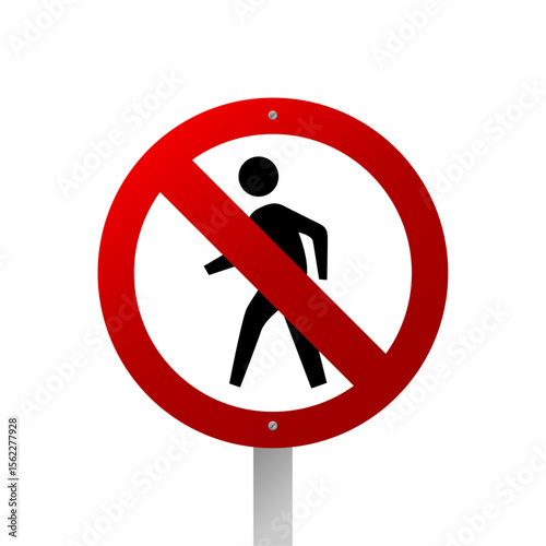 No pedestrian allowed sign icon. Restricted zone.