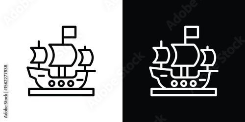 Caravel icon isolated silhouette on white background. Vector illustration.