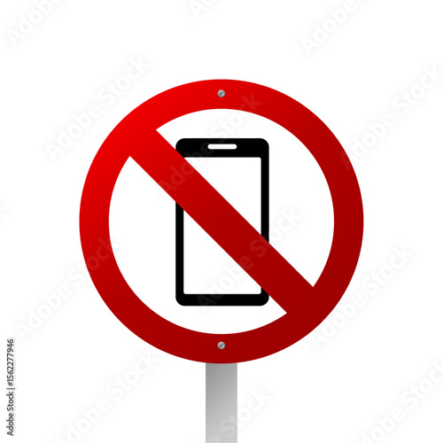No mobile phone allowed sign. Restricted zone.