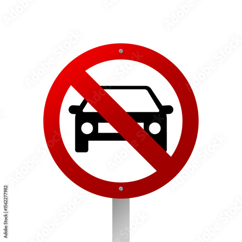 No car allowed traffic sign. Motor vehicles banned.