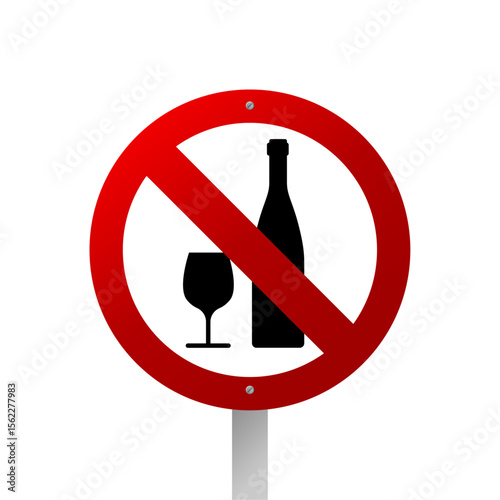 No drink allowed area sign. Beverage prohibited.