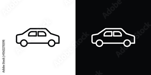 Compact car icon isolated silhouette on white background. Vector illustration.