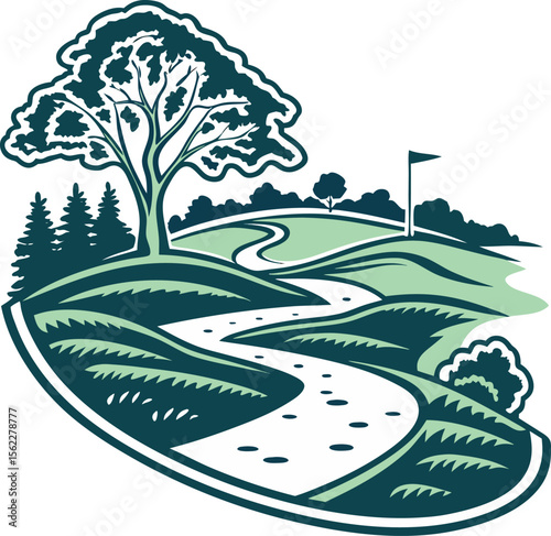 Sophisticated vector logo design for a golf course featuring classic typography and a clean modern aesthetic suitable for branding and marketing materials