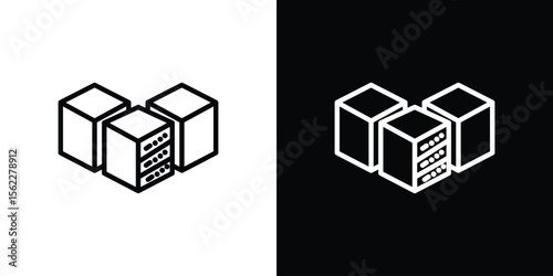Data center icon isolated silhouette on white background. Vector illustration.