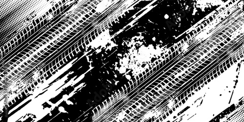 Abstract black and white background with tire tracks.. vector illustration eps 10