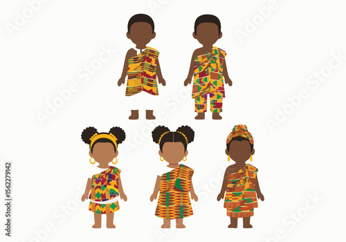 Cute Flat Illustration of Traditional African Dress Style Fashion