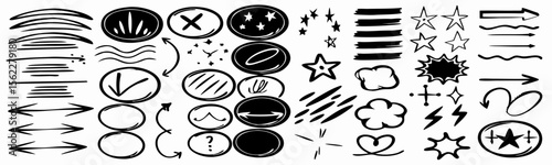Hand-Drawn Doodle Design Elements: Arrows, Stars, Lines & More