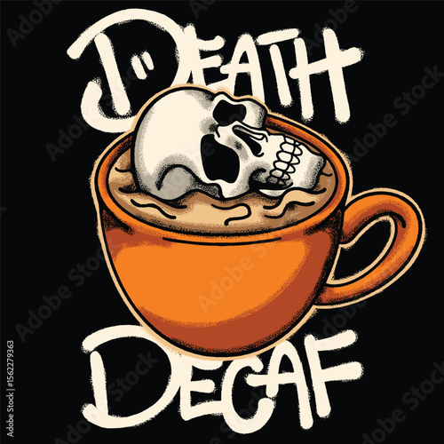 Skull in Coffee Cup Urban Streetwear Art