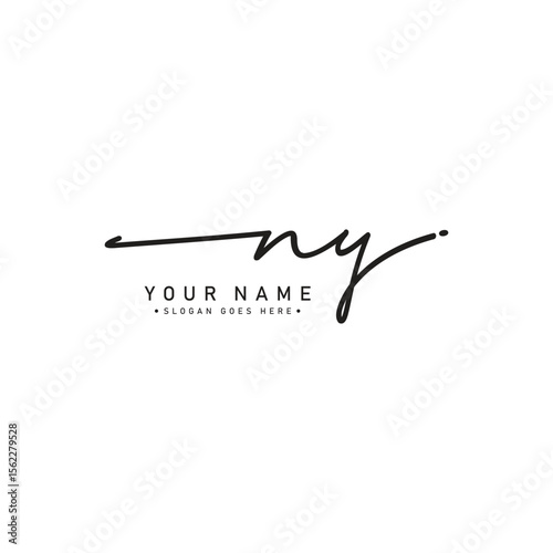 Initial Signature Logo for Letter NY - Vector Logo Template in Handwritten Signature Style