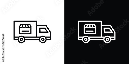 Food truck icon isolated silhouette on white background. Vector illustration.