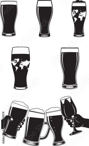minimalist silhouette of different beer pint glass