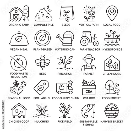 Organic farm compost pile seeds vertical farm local food vegan meal plant based watering can farm tractor hydroponics food waste reduction bees irrigation farmer