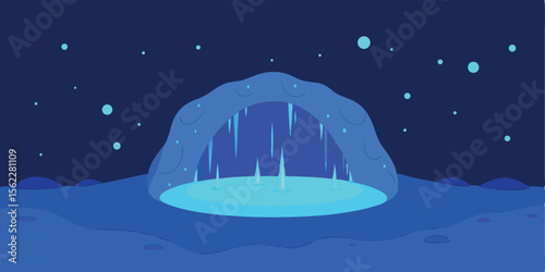 Enigmatic Ice Cave A Mystical Winter Wonderland Illustration