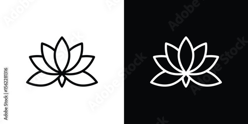 Lotus flower icon isolated silhouette on white background. Vector illustration.
