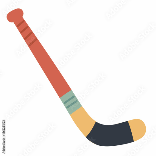 Colorful hockey stick with cozy color palette. Suitable for winter sports themes, team competitions, or ice hockey infographics.