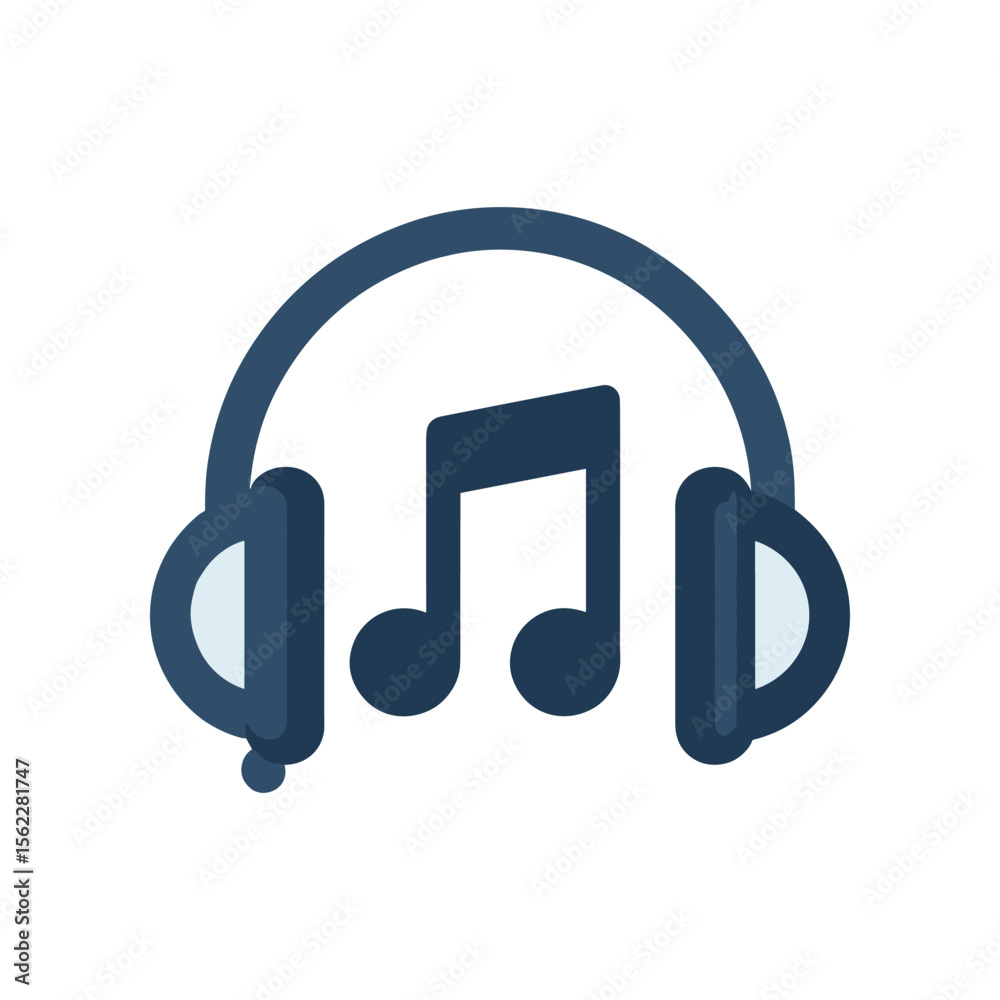 A modern illustration of headphones with a musical note, symbolizing audio enjoyment and music A modern illustration of headphones with a musical note, symbolizing audio enjoyment and music