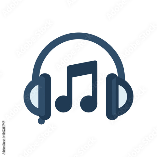 A modern illustration of headphones with a musical note, symbolizing audio enjoyment and music