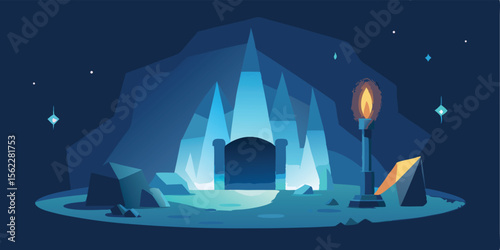 Enchanted Ice Cave A Mystical Night Scene Illustration