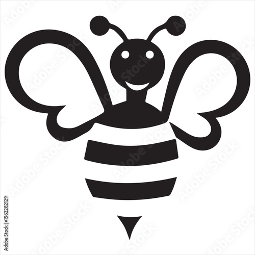 Minimalist Bee Logo Vector in Silhouette Style – Clean Insect Icon for Honey Brands, Eco-Friendly Products, Organic Farming, Nature Logos, Beekeeping Businesses, and Environmental Designs