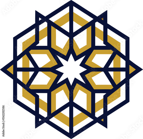 Blue Gold Star Pattern Ornament