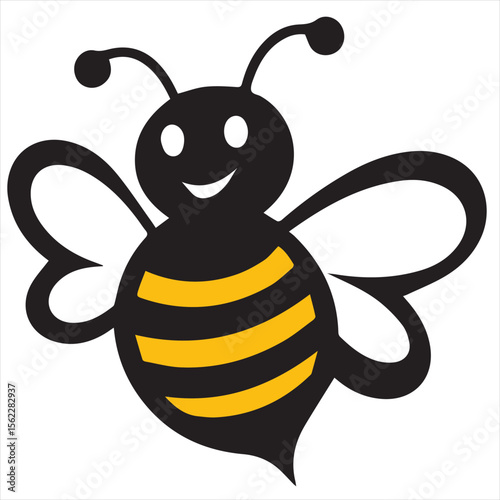 Minimalist Bee Logo Vector in Silhouette Style – Clean Insect Icon for Honey Brands, Eco-Friendly Products, Organic Farming, Nature Logos, Beekeeping Businesses, and Environmental Designs