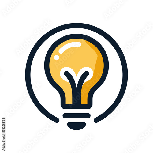 Bright yellow light bulb icon representing innovation and ideas in a simple design