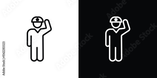 Salute icon isolated silhouette on white background. Vector illustration.