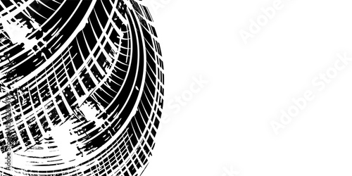 Abstract black and white background with tire tracks.. vector illustration eps 10