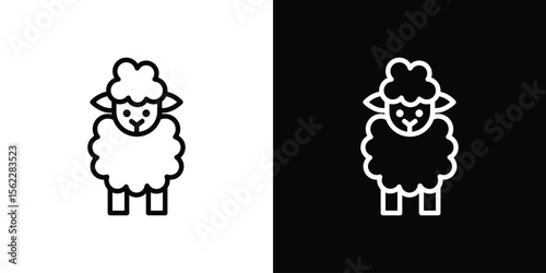 Sheep icon isolated silhouette on white background. Vector illustration.