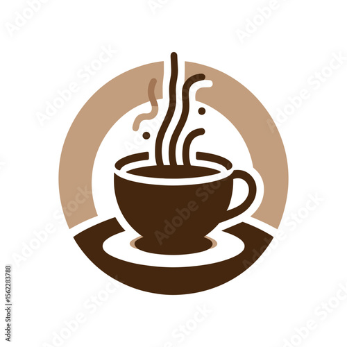 A steaming cup of coffee on a saucer, with a warm, inviting background suggesting a cozy café atmosphere