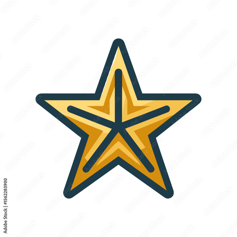 Obraz premium Golden star icon with a sleek design, symbolizing achievement and excellence, isolated
