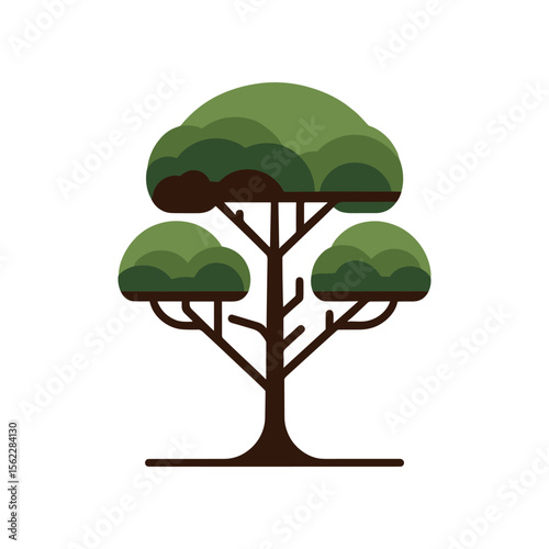 Stylized green tree with rounded foliage, set against a plain background, ideal for nature themes