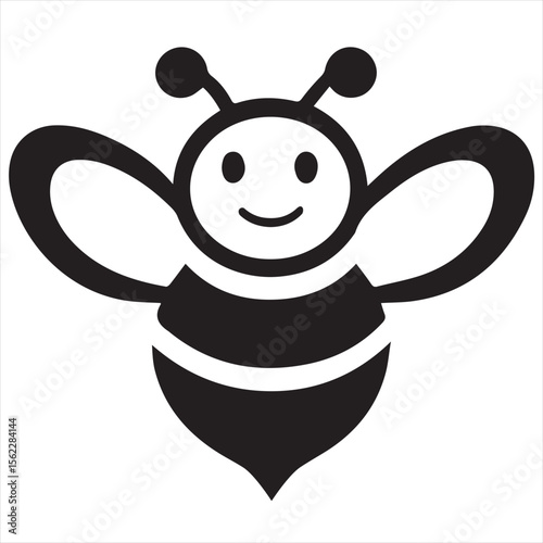 Minimalist Bee Logo Vector in Silhouette Style – Clean Insect Icon for Honey Brands, Eco-Friendly Products, Organic Farming, Nature Logos, Beekeeping Businesses, and Environmental Designs