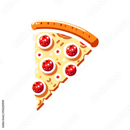 A vibrant slice of pepperoni pizza with a golden crust set against a white background
