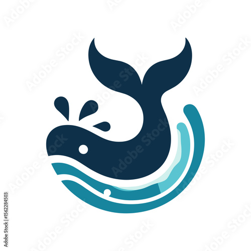 A stylized whale breaching from ocean waves, symbolizing marine life conservation efforts