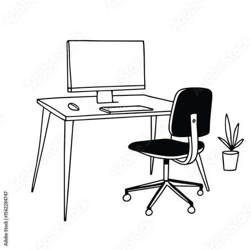 office desk with computer