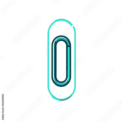 Abstract design featuring a stylized paperclip in vibrant colors against a white background