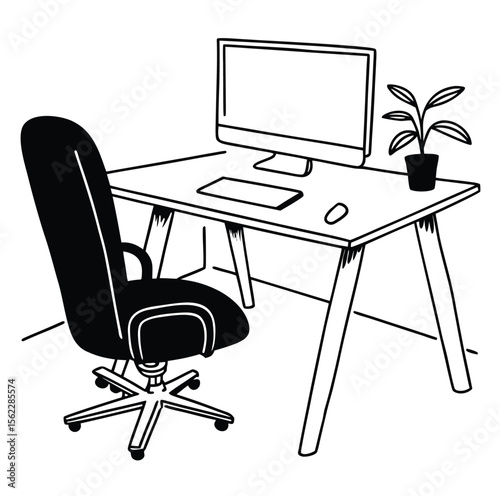office desk with computer