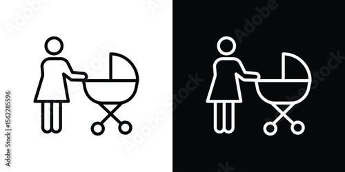 Woman with Baby Stroller icon
