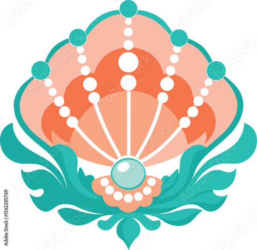 Orange Aqua Pearl Shell Pendant