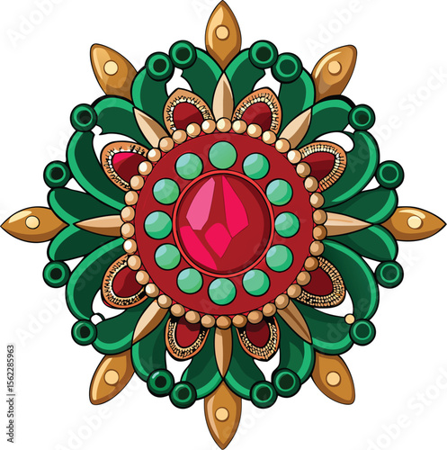 Ornamental Ruby Brooch Jewelry Design