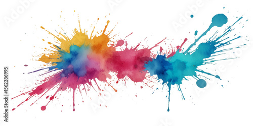 Vector abstract colorful rainbow paint and colorful cloud smoke powder explosion isolated on transparent wide panorama background.	