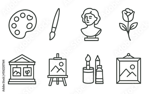 Women's art icons set – outline, creative and artistic symbol collection