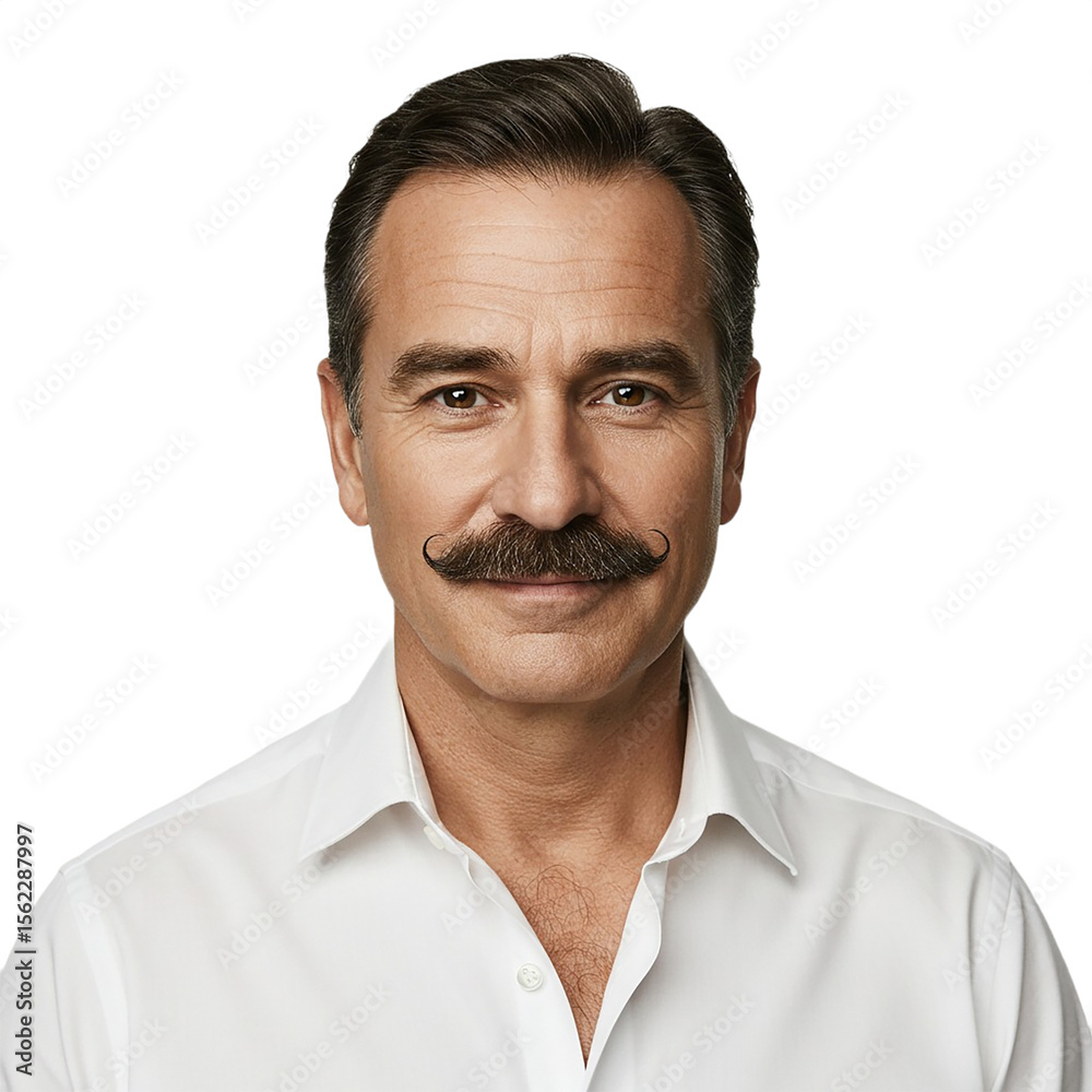 Obraz premium Mustache Man and smiling on white background
