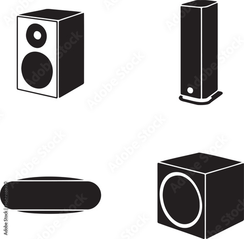 Speaker silhouette set vector illustration isolated On Transparent Background