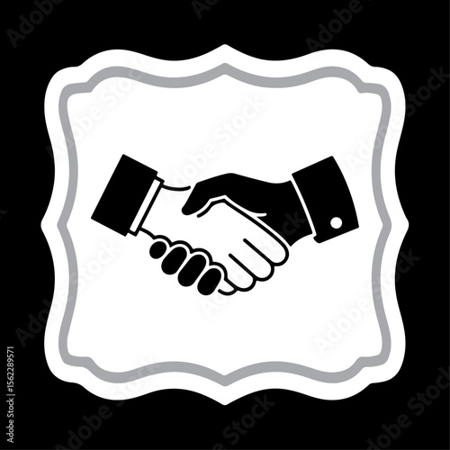 Handshake icon showing business agreement and partnership in vector illustration style