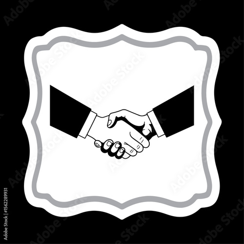 Handshake icon showing business agreement and partnership in vector illustration style