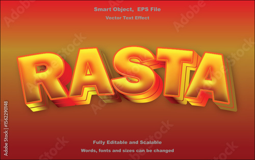 Rasta text effect bold reggae typography with red, gold and yellow vibes.