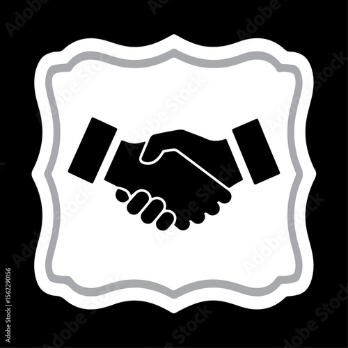 Handshake icon showing business agreement and partnership in vector illustration style